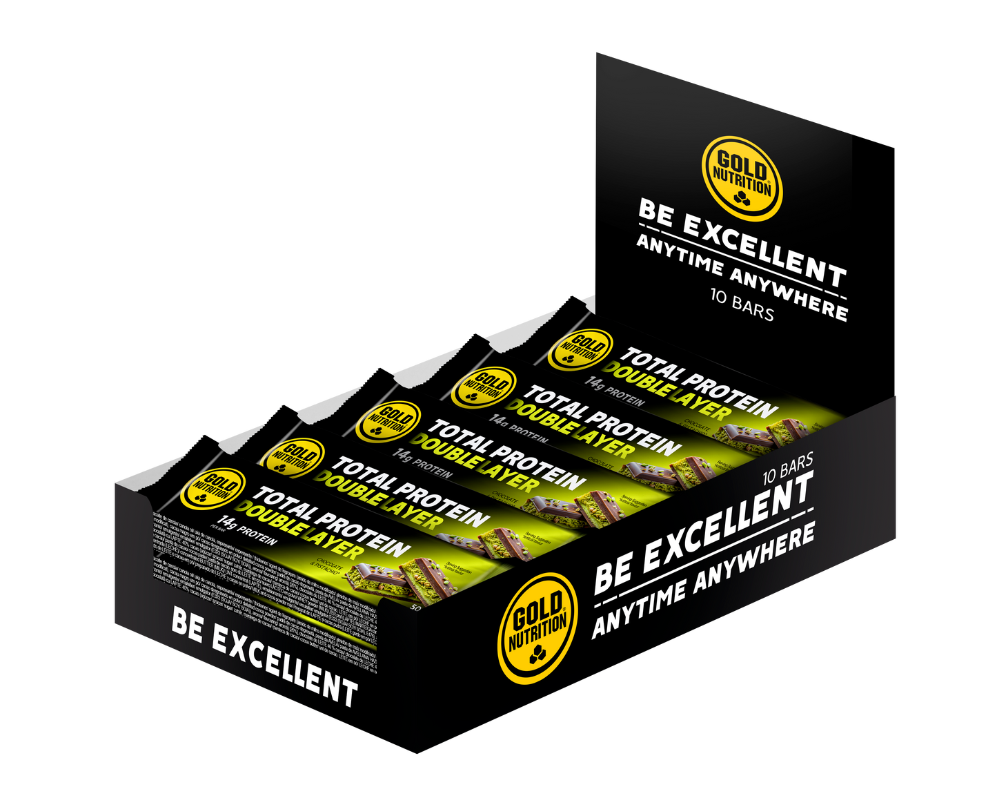 GoldNutrition Double Layer Protein Bar box- Chocolate & Pistachio