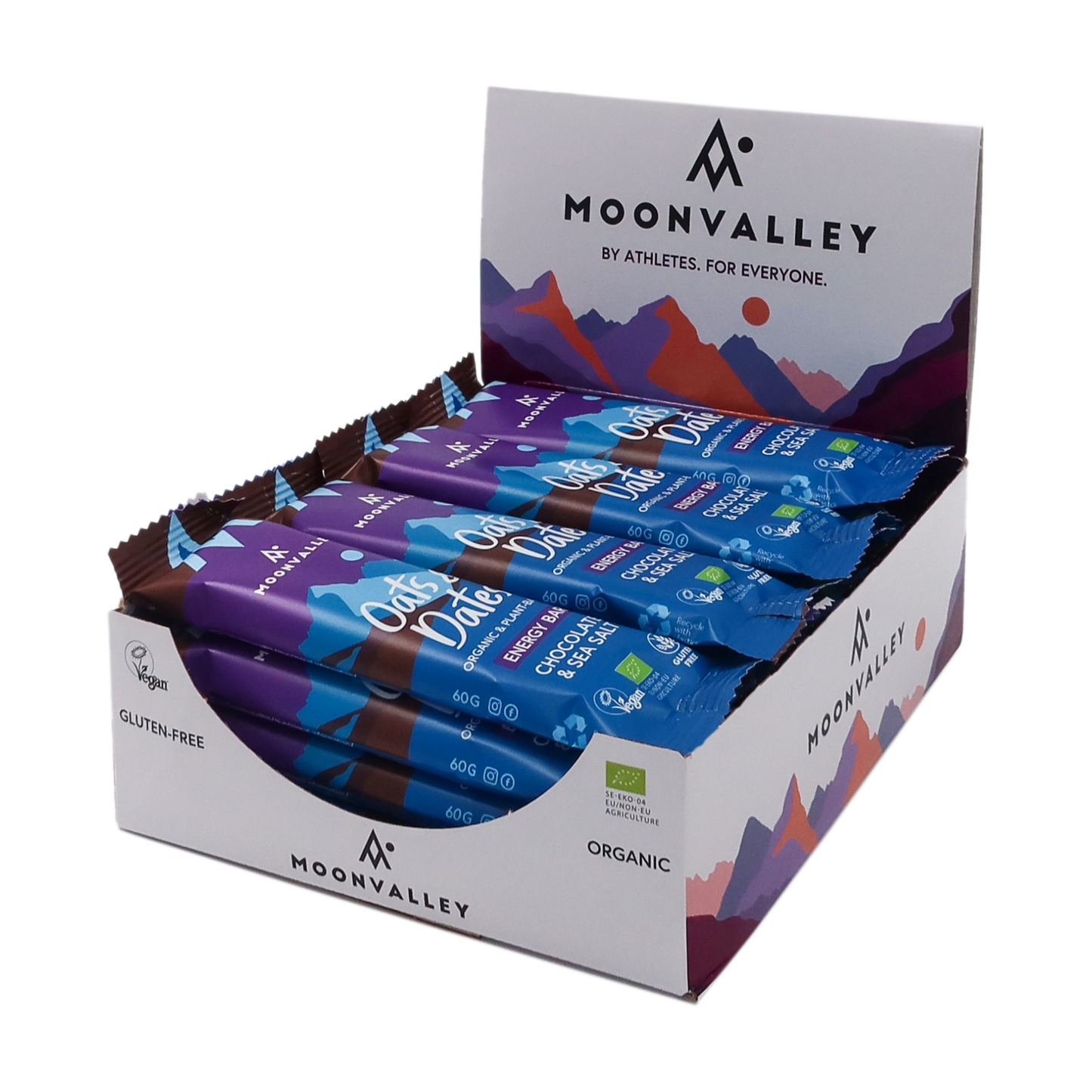 Moonvalley Organic Energy Bars Oats & Dates Chocolate & Sea Salt box