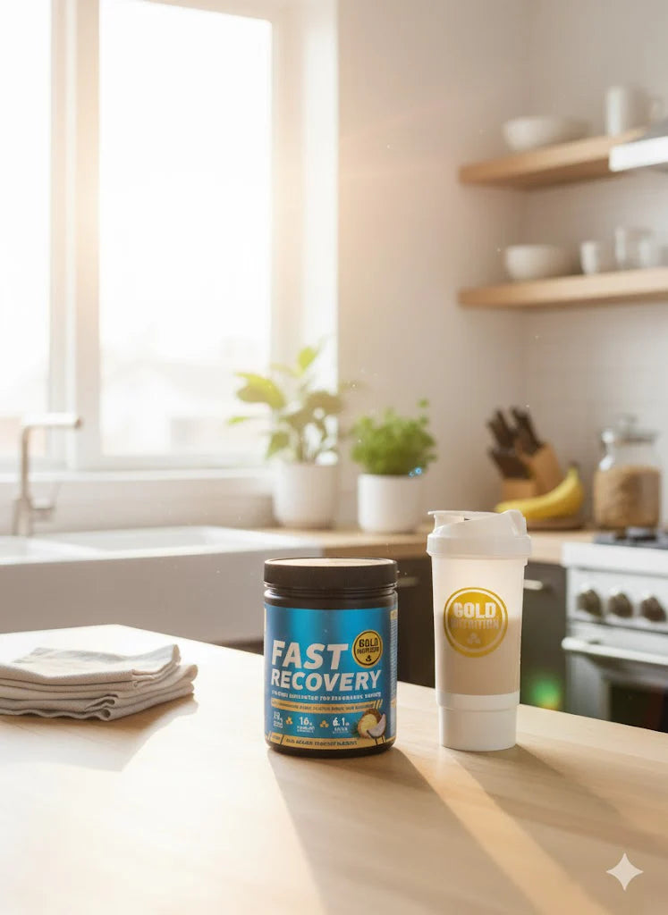 goldnutrition fast recovery pineapple and coconut in the kitchen