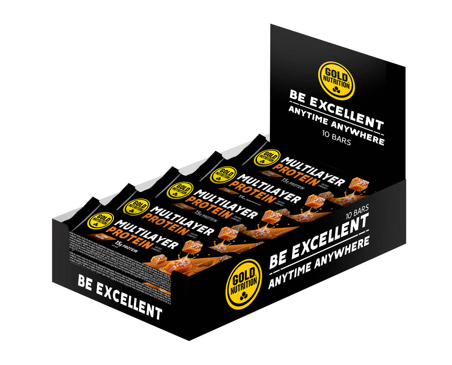 GoldNutrition Multilayer Protein Bar box - Low Sugar Dark Salted Caramel