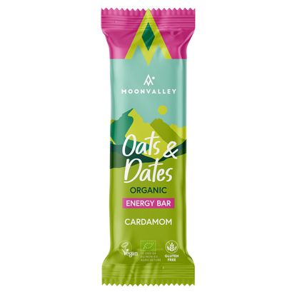Moonvalley Organic Energy Bars Oats & Dates Cardamom package