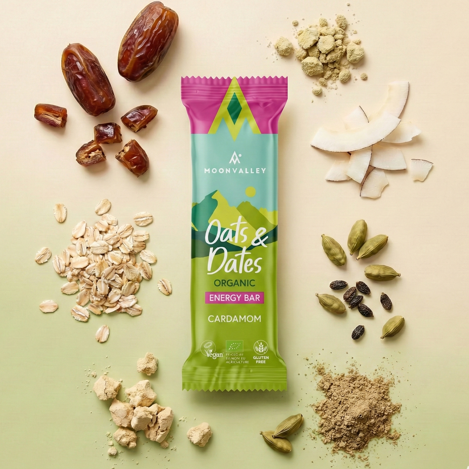Moonvalley Organic Energy Bars Oats & Dates Cardamom 