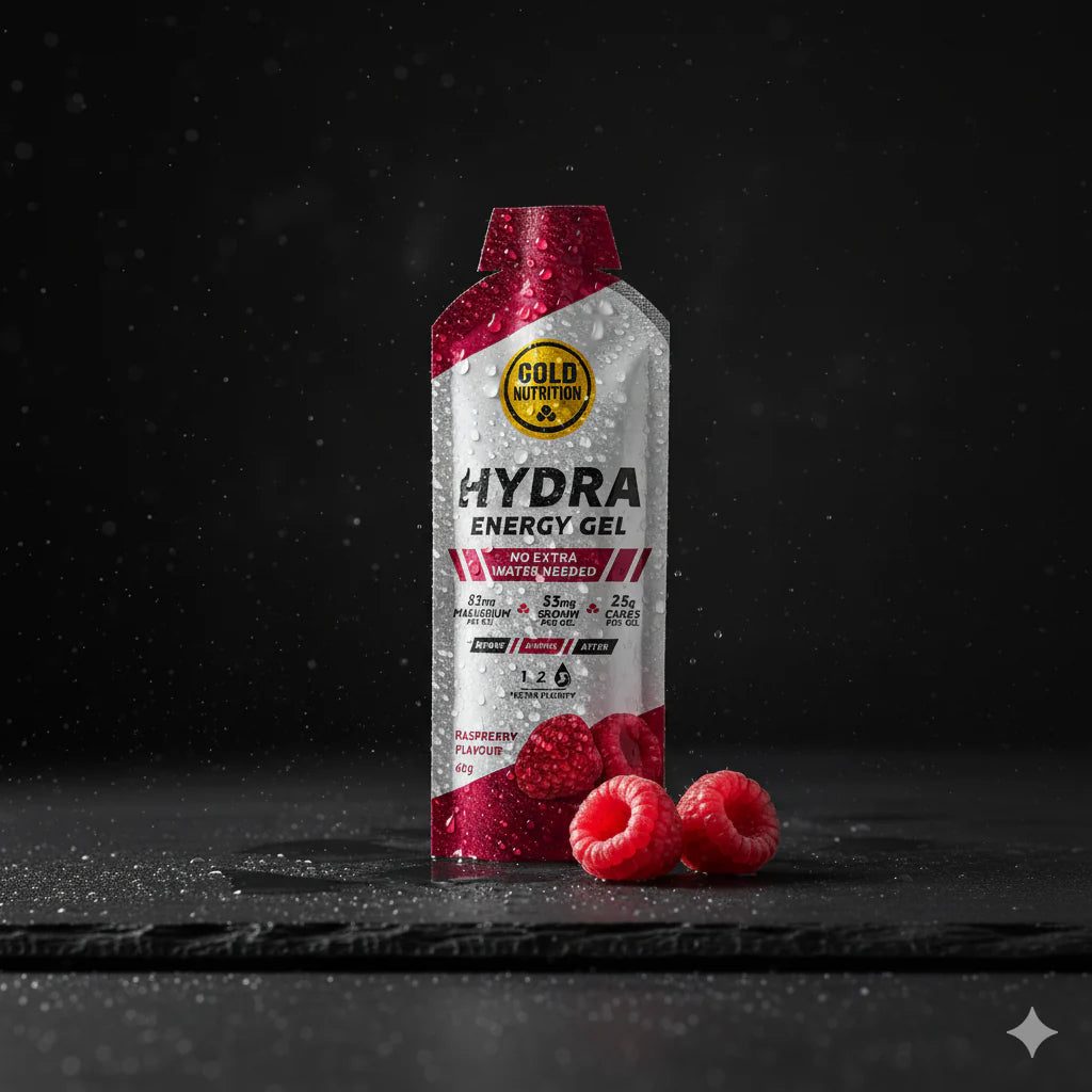hydra gel raspberry goldnutrition with raspberries on the table
